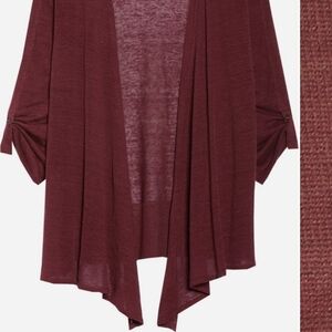 NIC+ZOE Burgundy Open-Front Cardigan Plus Size 1X